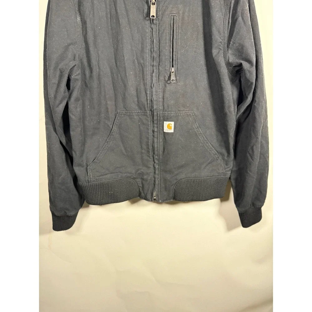 Carhartt Rugged Flex Bomber Jacket Womens Small Black Canvas Full Zip 102524-W - Picture 3 of 8